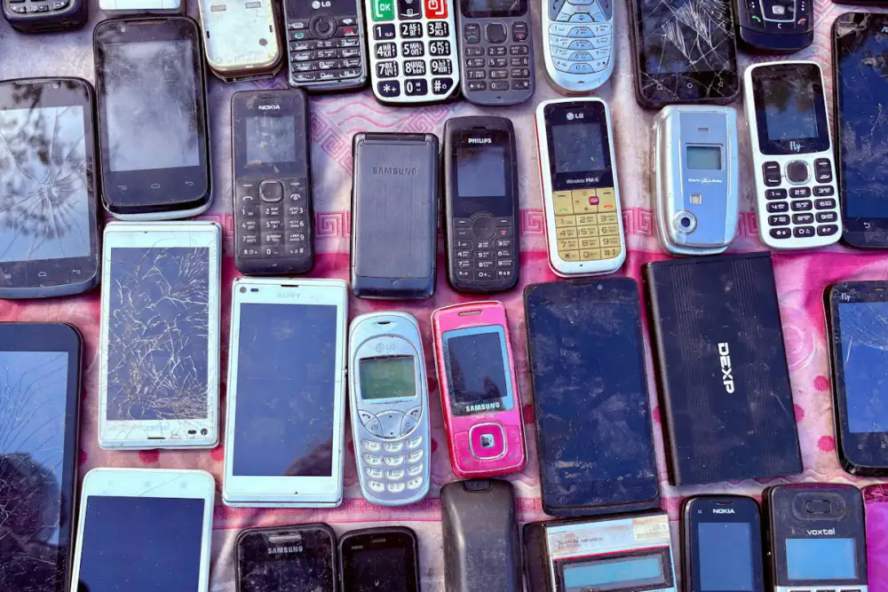Collection of old mobile phones from different eras